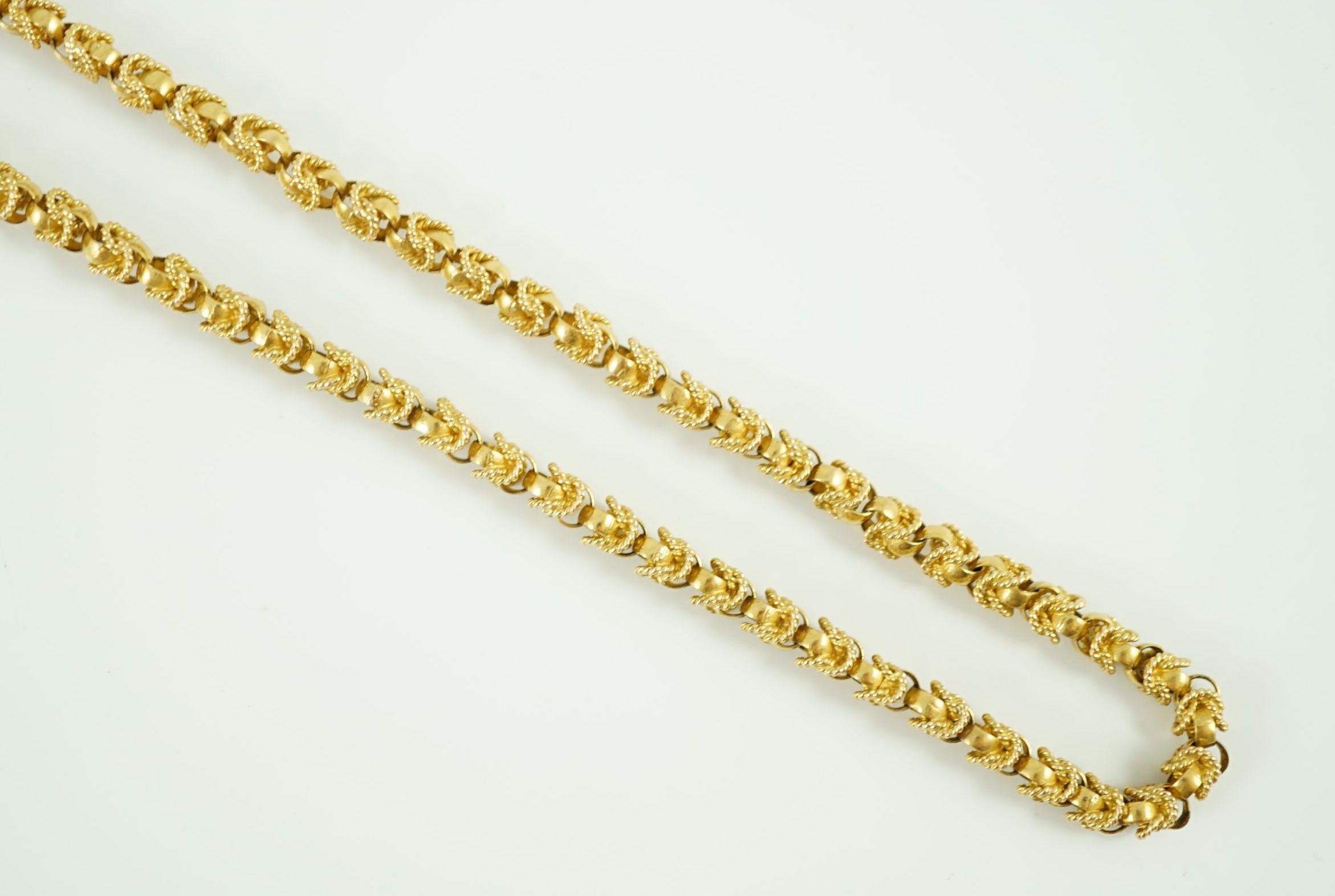 A 20th century 750 yellow gold fancy link necklace